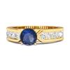 Blue Sapphire Round Solitaire Statement Ring - 925 Sterling Silver Gold Vermeil