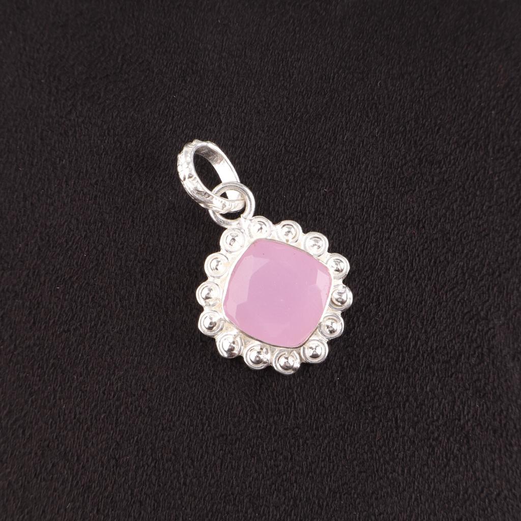 Natural Rose Chalcedony 925 Sterling Silver Trendy Wedding Boho Pendant Jewelry PP-34-15