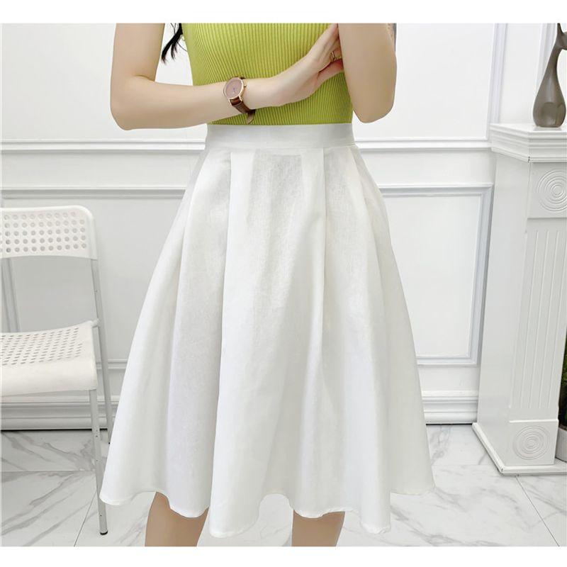 

Fashion Summer Women s Clothing K-style Pure Color Younger Skirt White S