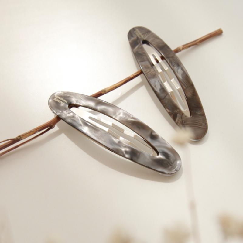 

J.Lauren Marble Gray Brown Celluloid Hair pin H0803 marble gray