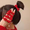 10pcs Red Bow Hair Tie Seamless Thick Ponytail Holder High Elasticity Bun Hair Accessories for Women, Hair Tie Set