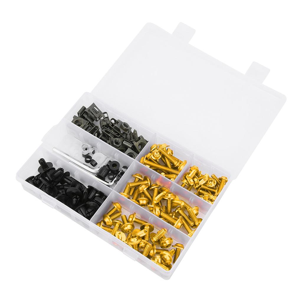 198PcsSet Windscreen Fairing Screws M5 M6 Bolts Kit Motorcycle AccessoryGolden