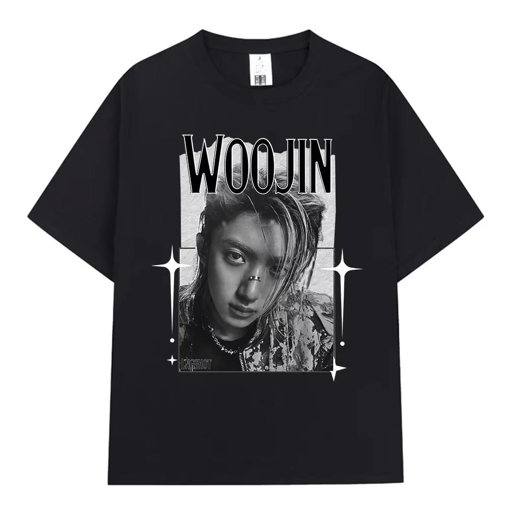

Корейская K-pop Хип-хоп Группа Lngshot WOOJIN Футболка Унисекс Женская Одежда Модные Футболки 100% Хлопок Повседневные Футболки с Коротким Рукавом 2XL