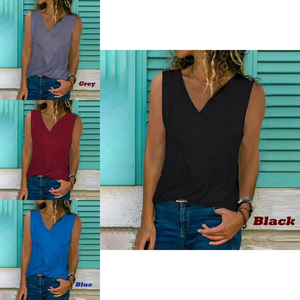 Premium Quality Women Sleeveless Blouse Vest Top Summer Casual V Neck Tank T-shirt Beach Shirts For Effortless Style
