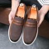 Fashion White Sole Men Casual Shoes Outdoor Brand Quality Leather Designer Shoes Versatile Men Loafers Soft Comfy Business Shoes