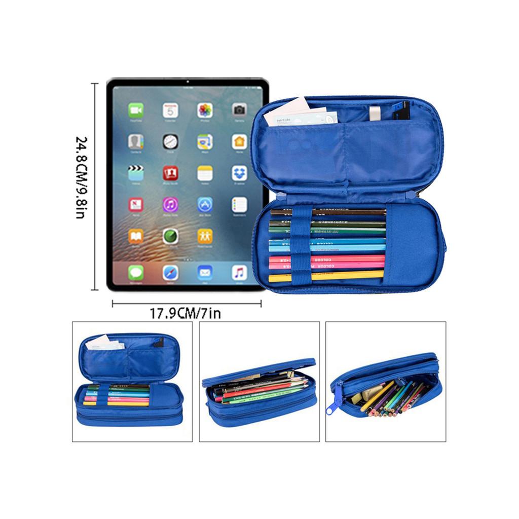 Wave Print Multifunctional Double Layered Pen Case for Boy/Girls Best Gift 2D Cartoon Pencil Case for Children