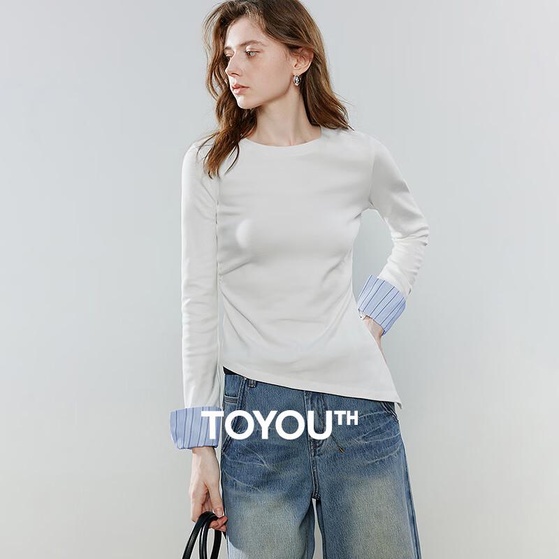 

Women s Asymmetric Patchwork Sleeve Stretch Cotton T-shirt L