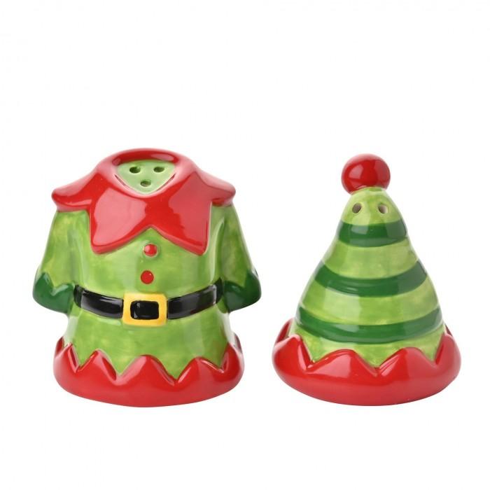 The Seasonal Gift Co. Ceramic Elf Salt and Pepper Shakers Set