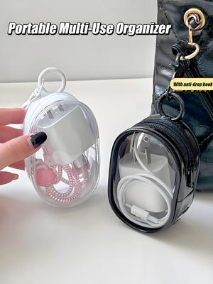 Travel Electronics Organizer Bag Transparent Waterproof Pouch for Charger Cables Power Bank Earphone & Multi-purpose Accessories