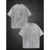 T-shirt da Uomo a Maniche Corte in Cotone Lavato con Stampa Retro Street Style e Pattern di Squalo Balena