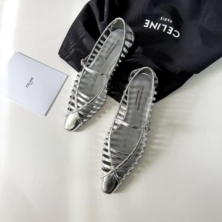 

~ 2025 весна/лето мода тонкий ремешок плетеные ажурные низкий каблук женские сандалии маленький квадратный носок ремешок сзади римские туфли 39 серебряный