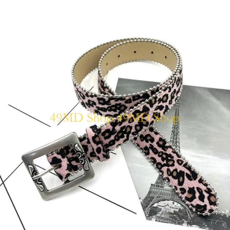 49MD Retro Waist Belt Chain for Dress Stage Dancing for Women Girls Leopard Print