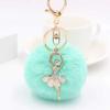 Cute Accessories Gifts Fake Rabbit Fur Ball KeyChain Pompom Key Chain Key Rings Ballet Angel Girl Pompon Bag Jewelry Gifts
