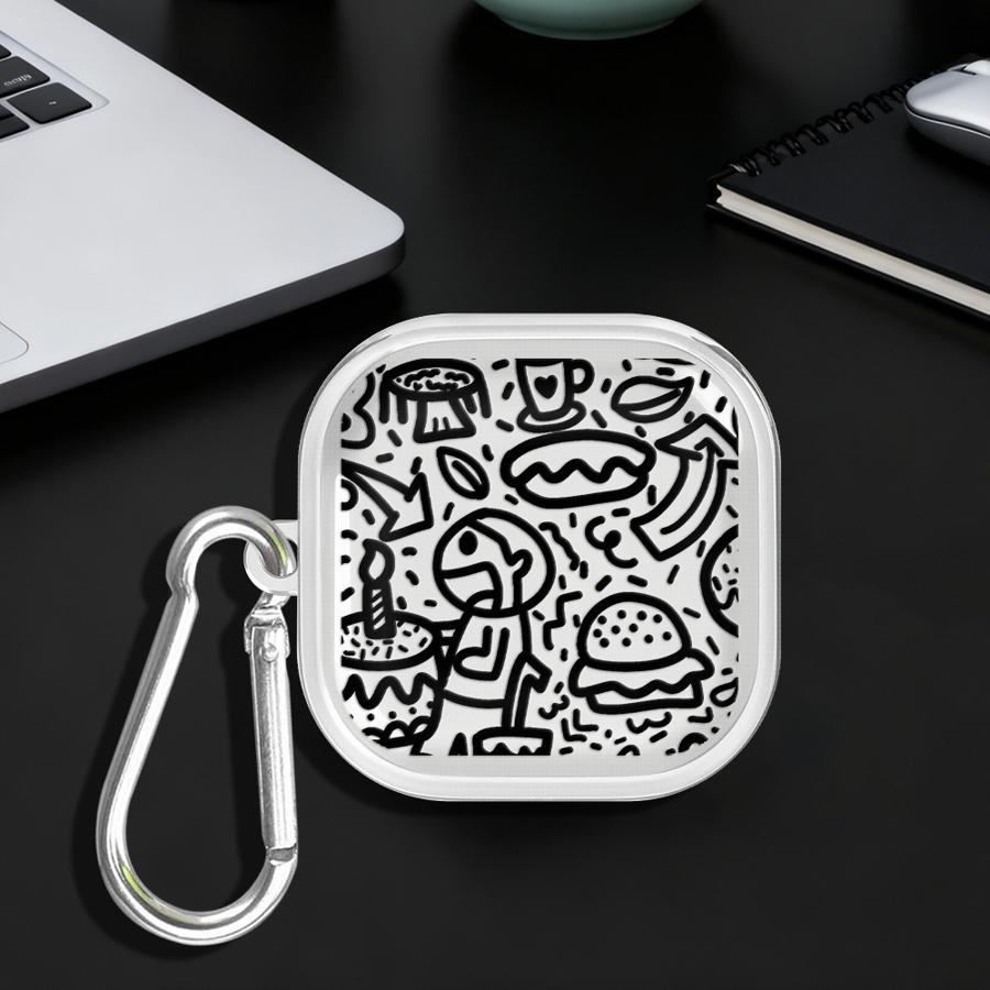 Street Graffiti Art Clear Earphone Cases Cover With Hook Case For Samsung Galaxy Buds Live 4Pro 2 2Pro 4 Pro 3Pro 3 FE