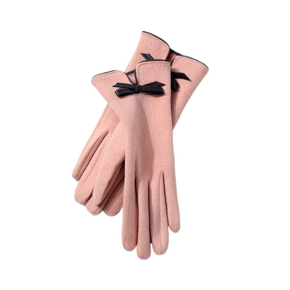 Bowknot  Five Fingers Windproof Non-slip Gloves Women Winter Gloves Women Finger Gloves