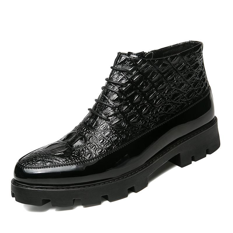 Men s British-Style High-Top Leather Martin Boots with Zipper for Fall 44 чёрный