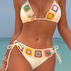2025 Euro-American Halter Neck Print Sexy Bikini with Straps
