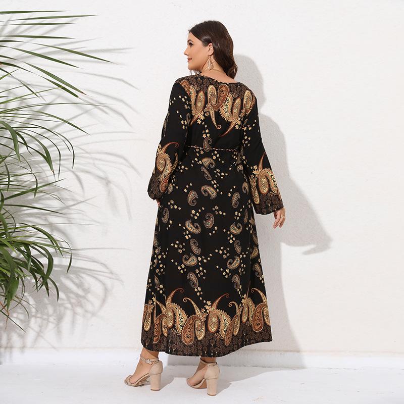 India-Middle East Plus Size Women's Spring Dress - Loose, Slimming Long Maxi for Malaysia