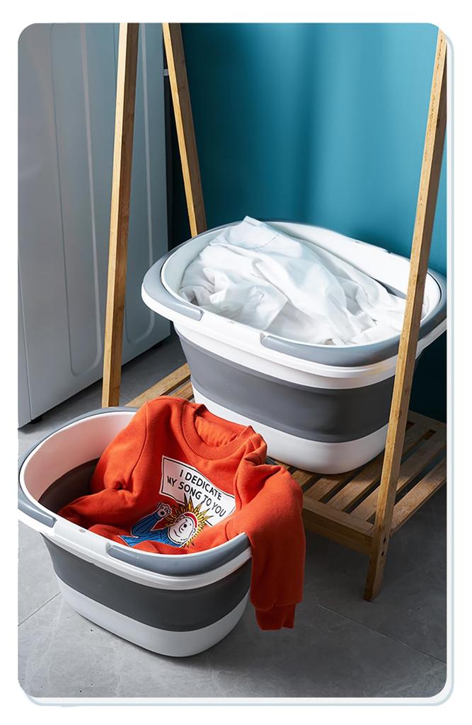 Gorocking Folding Bucket Large Capacity Stylish Camping Laundry Car Wash Footbath Fishing 16L/28L (Blue, 28L)