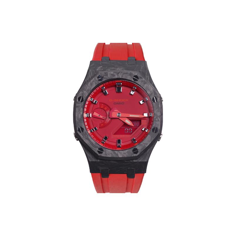 

CASIO Unisex Liquid Crystal,Analog Dual Display Series 44mm Red Watch GA-2100-4A(Watch1--) Regular Watch Box