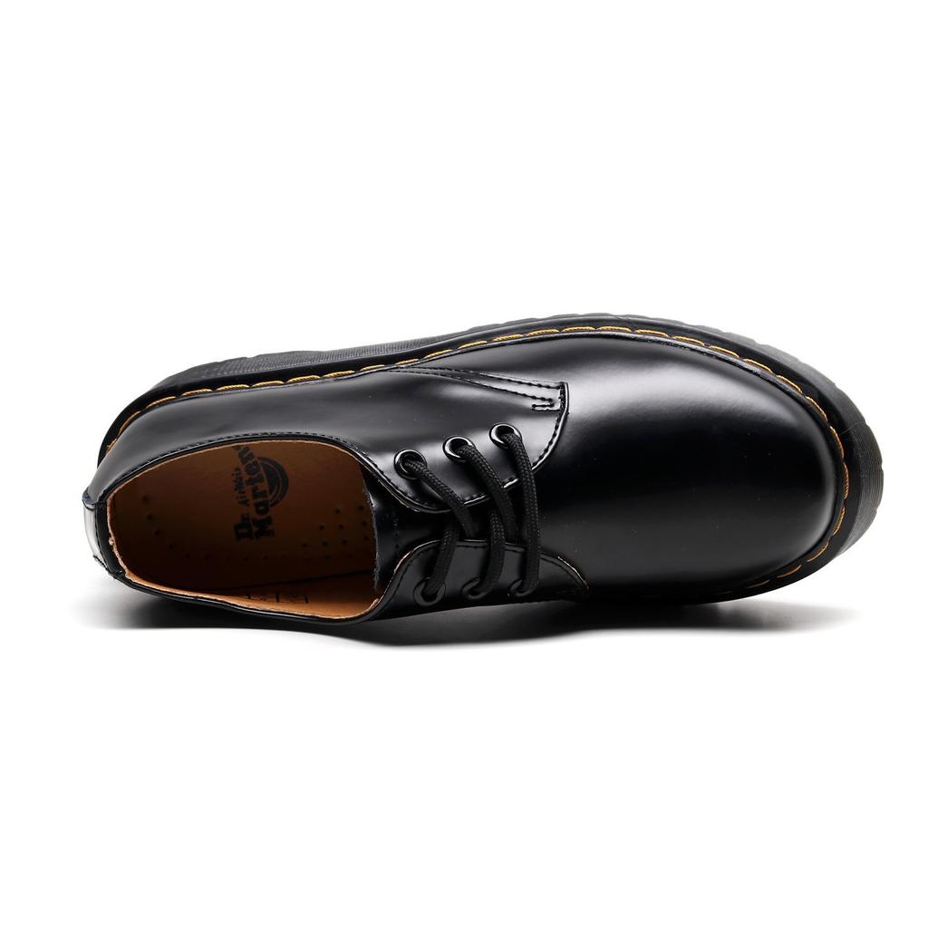Thick-soled holes, small leather shoes, low-top, genuine leather British round head, casual student muffin bottom, short boots.