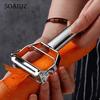 Vegetable Peeler Dual Blade Stainless Steel Cutter Slicer with Cleaning Brush Carrot Cucumber Fruit Multifunctional Peeler Kitchen Gadget