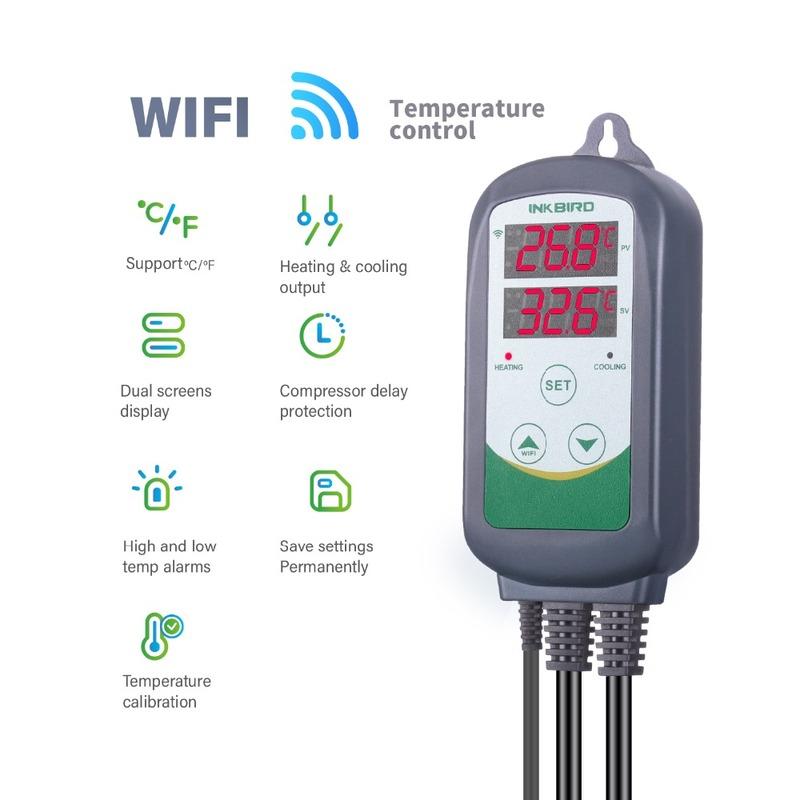 INKBIRD ITC-308 & 308WIFI EU Zástrčka Chytrý Regulátor Teploty pro Vytápění a Chlazení Termostat pro Skleník Domácí Vaření