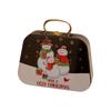 Holiday Gift Tin Box Christmas Metal Treat Container with Handle and Lid Closure for Small Gifts, Dessert Table Use
