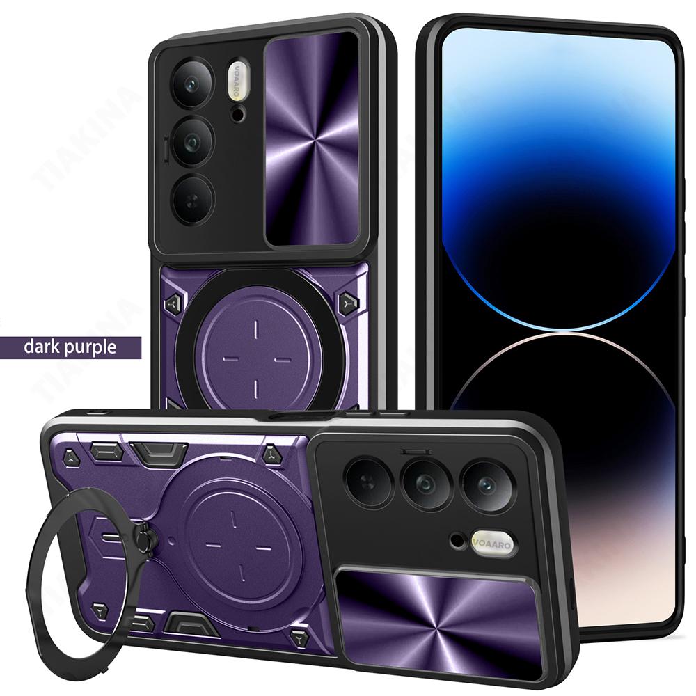 Slide Lens Push Window Armor Funda for OPPO Realme C75 4G Case for Realme 14X V60 Pro Case Magnetic Ring Stand Holder Cover
