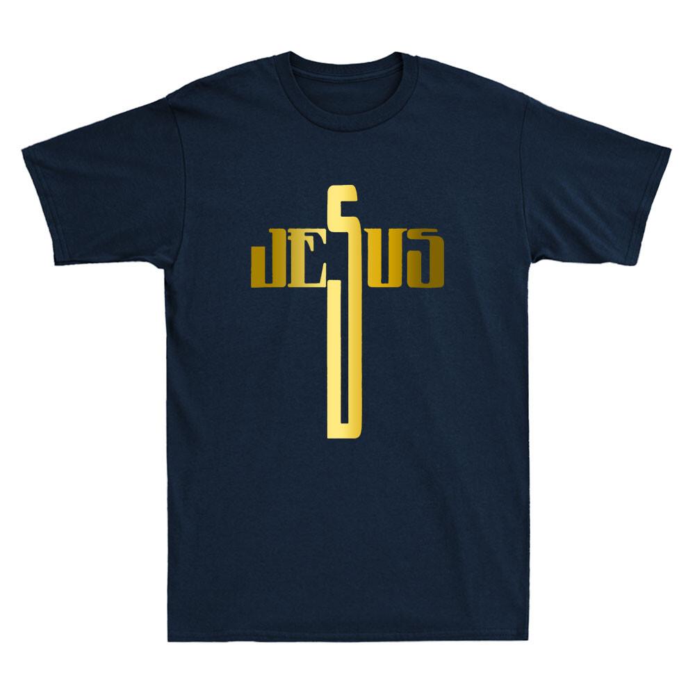 Jesus Cross Christian Religious Golden Printed Unisexs TShirt Faith Christ Bless
