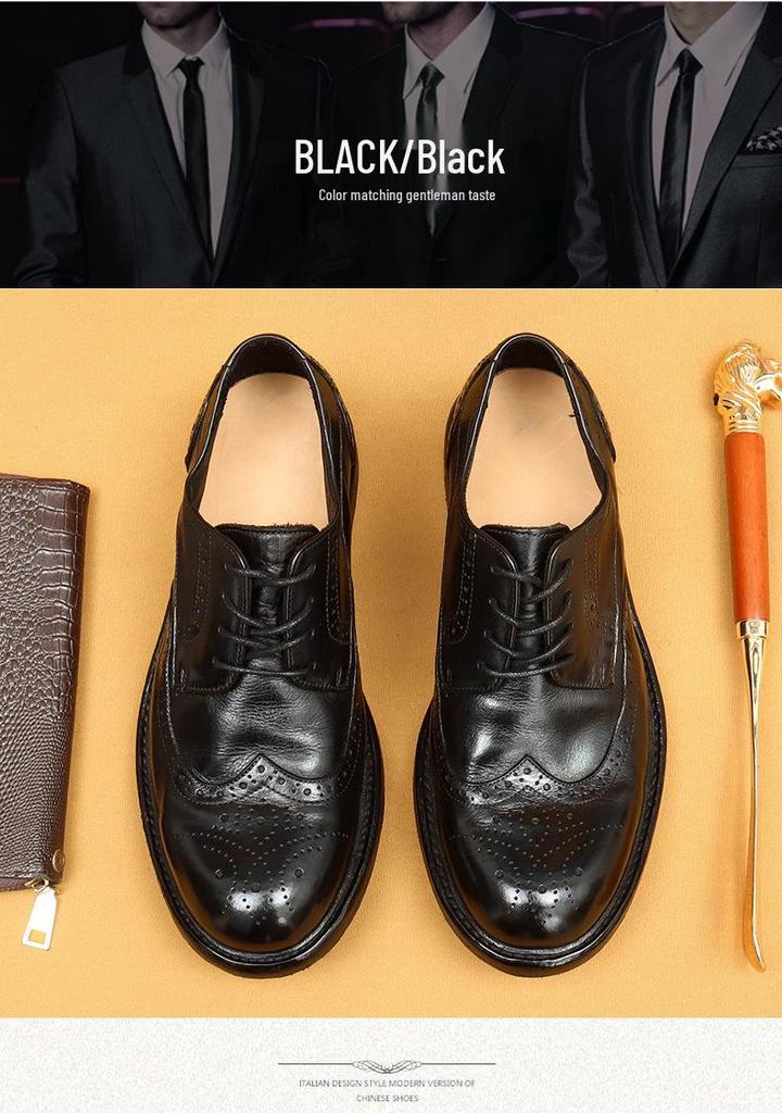 Exclusive Handmade Washed Leather Men's Retro Brogues