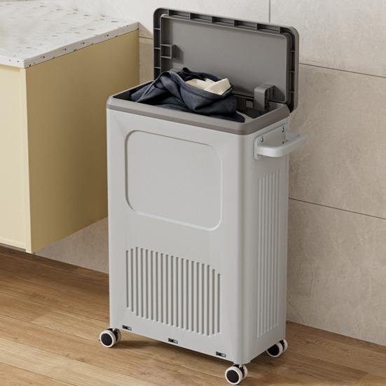 Rollbarer Aufbewahrungskorb mit Rädern, Griff-Design, großes Fassungsvermögen, leicht zu transportieren, freistehender Wäschekorb mit Deckel