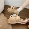 Kapibara fluffy slippers for women in autumn and winter 2025, thick-bottomed indoor home thermal bag head cotton slippers