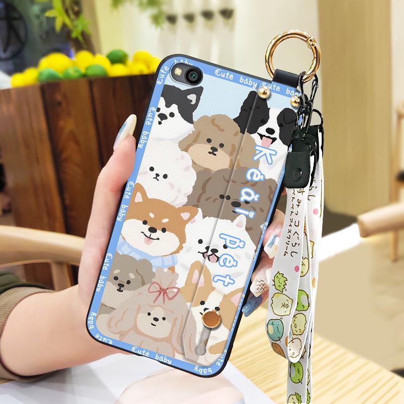 Anti-knock Back Cover Phone Case For Xiaomi Redmi GO Wrist Strap Durable Wristband Silicone Cute Waterproof Protective