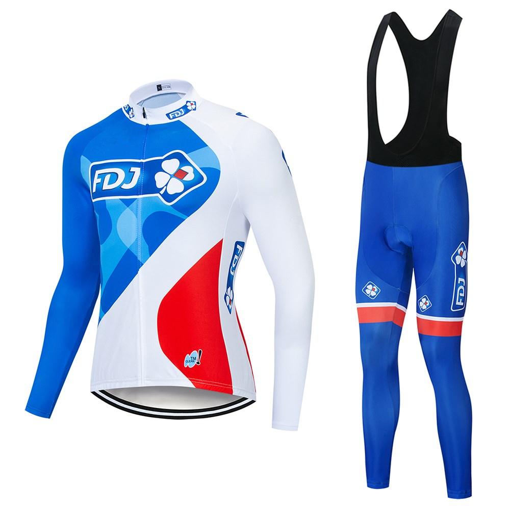 Fdj Autumn 2026 Pro Team Cycling Jersey19D Bib Set MTB Uniform Bicycle Clothing Quick Dry Bike Clothes Mens Long Cycling Wear