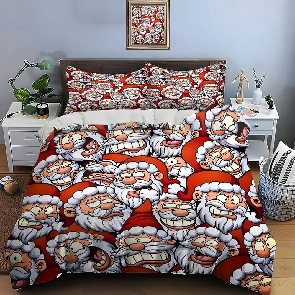Christmas Print Bedding Set Duvet Cover 1 Duvet Cover 2 Pillowcases Adult and Kids Bedding Set Luxury Holiday Christmas Gifts