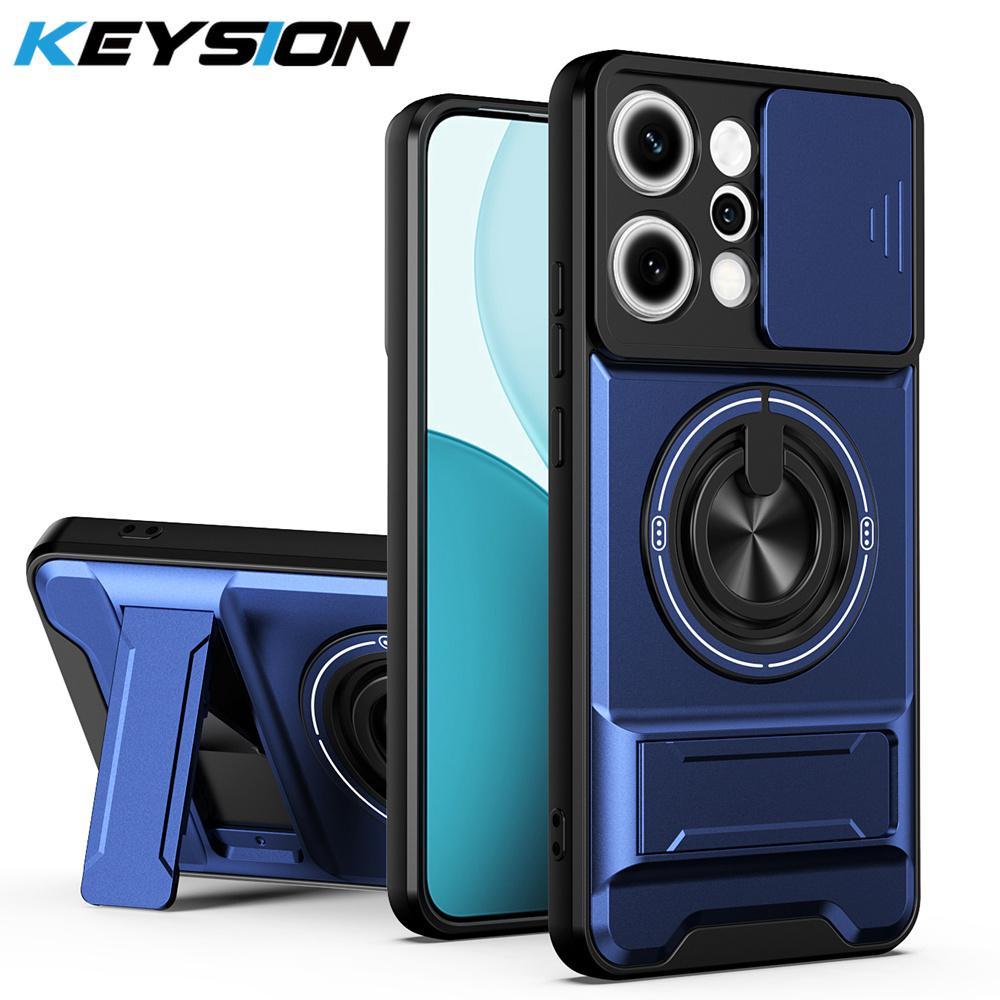 KEYSION Magnetic Phone Case for OPPO Reno14 Pro 5G Reno14 F 5G Slide Camera Protection Upright Kickstand Ring Shockproof Cover