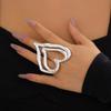 Exaggerated Large Hollow Double Hearts Finger Ring for Women Trendy Big Accessories On Hand 2026 Fashion Jewelry Decoration Gift