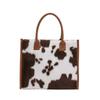 Cow Print Soft Shopper Tote Versatile Large Capacity Handbag Classic Plush Tote Bag  Travel