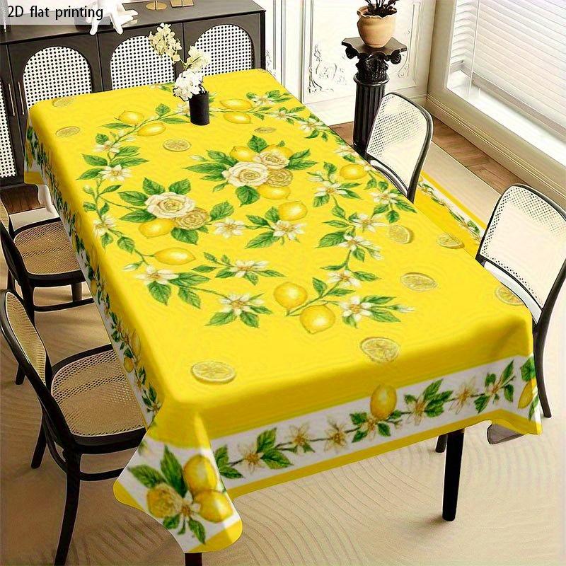 Zomer Citroen Bloemen Rechthoekige Tafelkleed voor Tafeldecoratie Gele Citroen Groene Bladeren Keuken Eettafelkleed Feestdecoraties 140x180cm