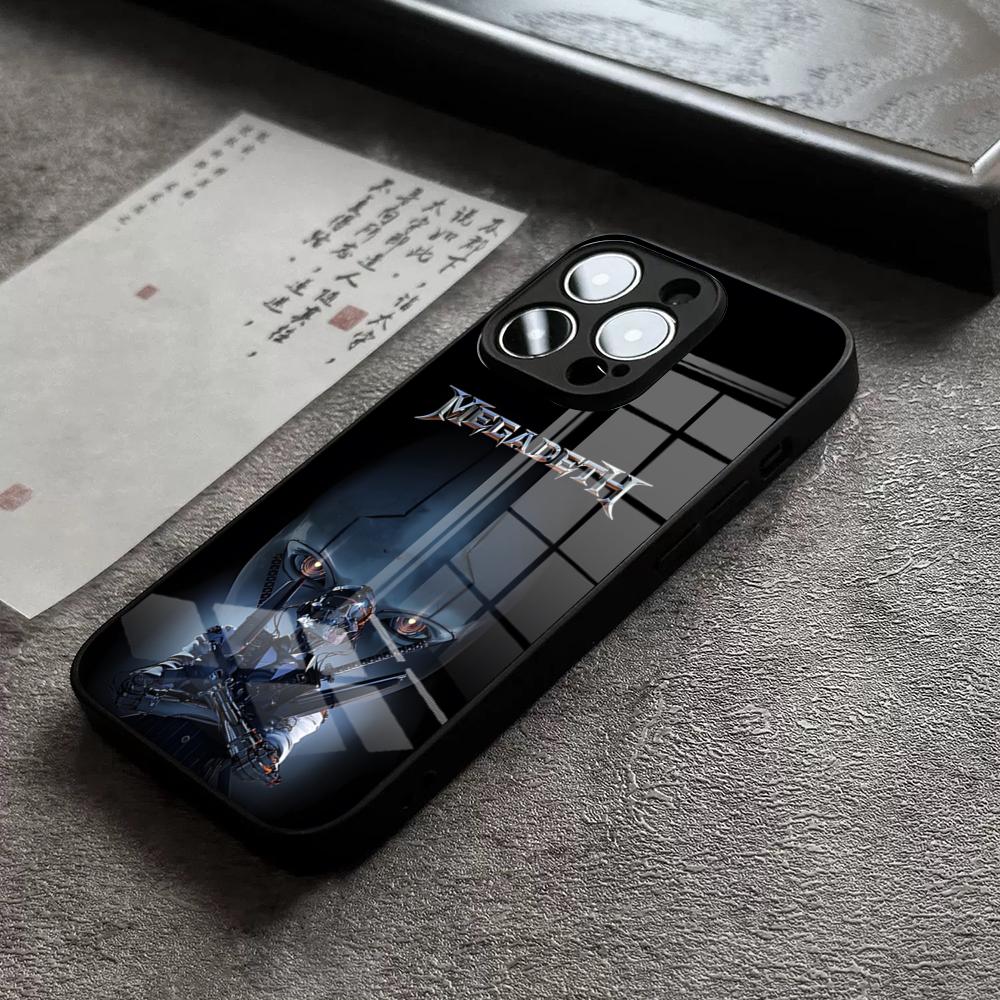 Rock Band M-Megadeth Phone Case For 17 Pro Max IPhone 16 Pro 15 12 11 13 Mini X XR XS 14 Plus SE Glass Cover