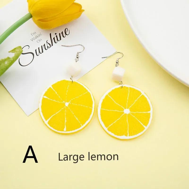 Summer Simple Yellow Color Korean Version Minimalist Personalized Fun Fruit Earrings Street Shot Fresh Lime Ins Cool Earrings
