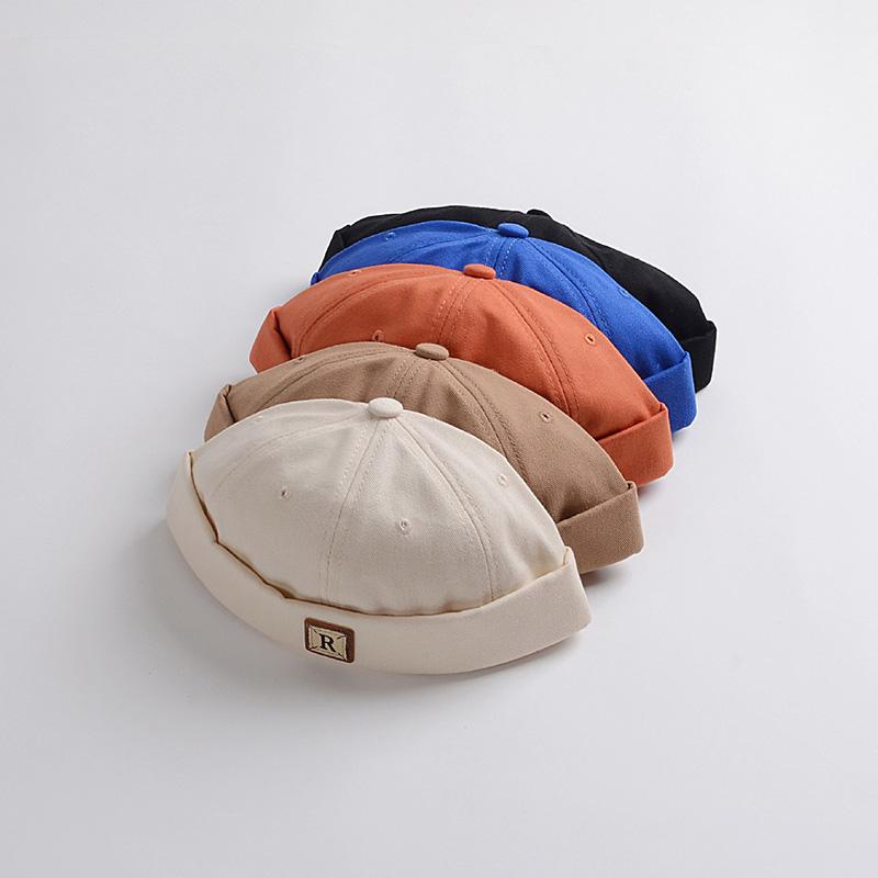 Retro cor sólida bebê docker boné primavera verão algodão macio gorro sem aba para menina menino crianças senhorio bonés bonnet