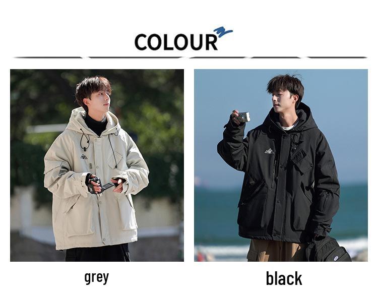 Men's Plus Size Waterproof Multi-Pocket Ski Jacket with Cotton Padding for Winter Warmth 