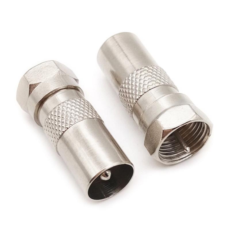 2Pcs F Type Male Plug Connector Socket to RF Coax TV Aerial Female RF Adapters for Audio Video Systems