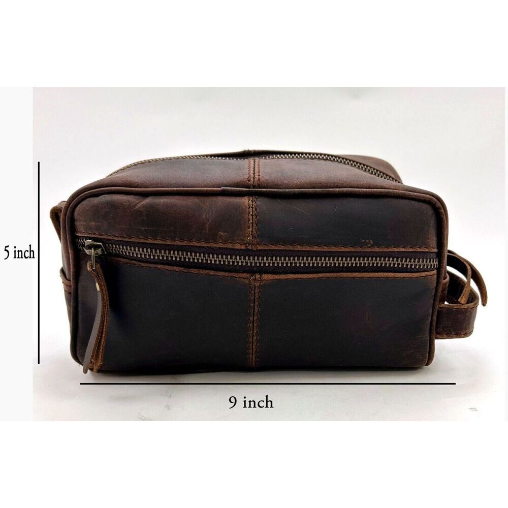 Kulturbeutel aus echtem Büffelleder, Reise-Dopp-Set, Rasieretui für Männer und Frauen