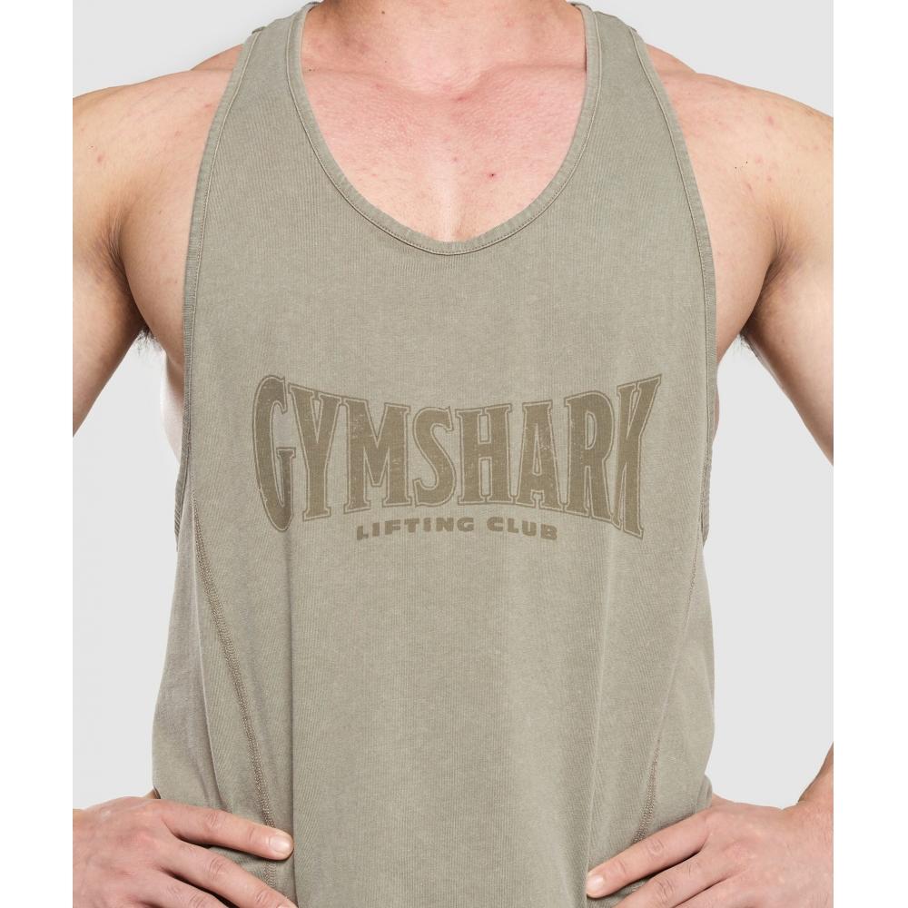 Gymshark Heritage Washed Stringer Utility Green A4a8u Ecv4