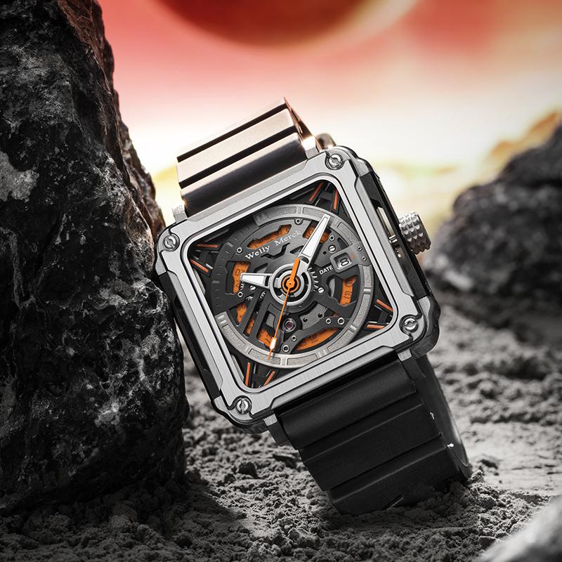 WM Watch Automatic Mechanical Watches Man Stainless Steel reloj hombre Interstellar Series Square Welly Merck Watch WM090