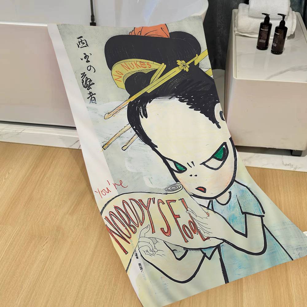 Y-Yoshitomo Nara Art Lovely Melancholy Microfiber Beach Towel Absorbent Quick Dry Soft Yoga Swimming Resort Mountain Climbing