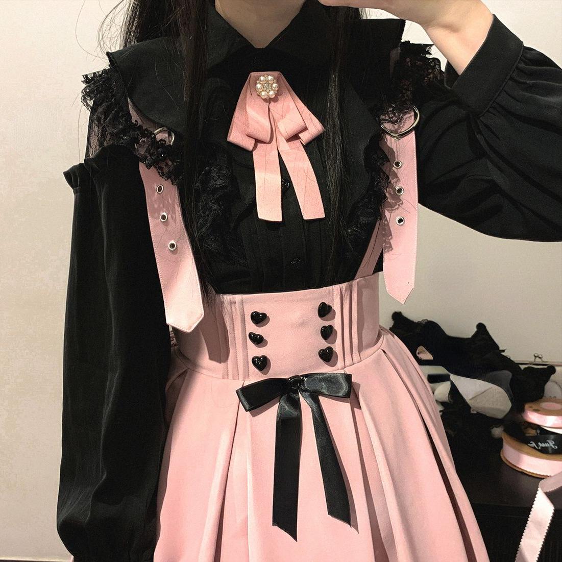 

Женская милая топ-блузка, рубашка в стиле Лолиты, новая универсальная одежда с длинными рукавами Y2k, кавайные винтажные кружевные топы с рюшами и бантом, элегантная женская одежда One Size чёрный